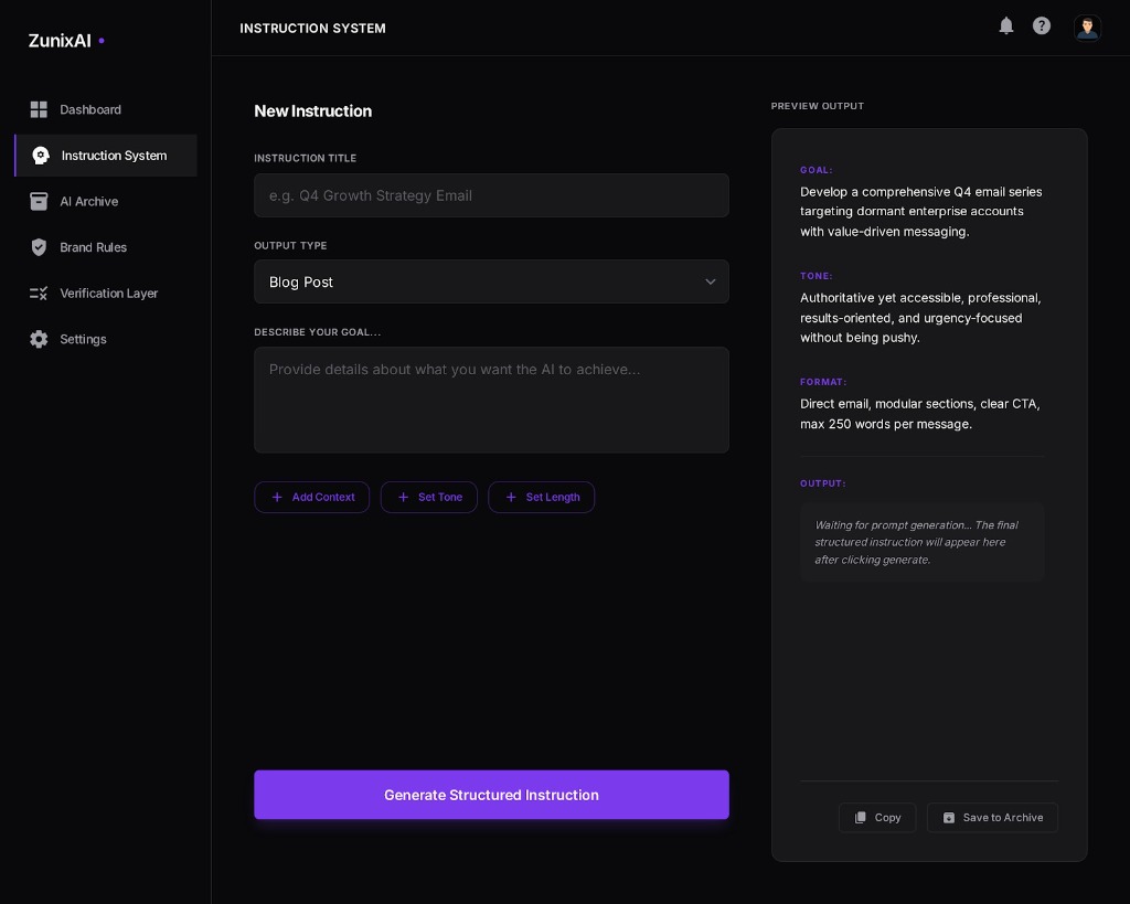 Instruction System — Structured Instructions Every Time